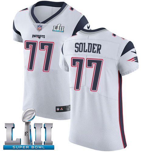 Nike Patriots #77 Nate Solder White Super Bowl LII Men's Stitched NFL Vapor Untouchable Elite Jersey